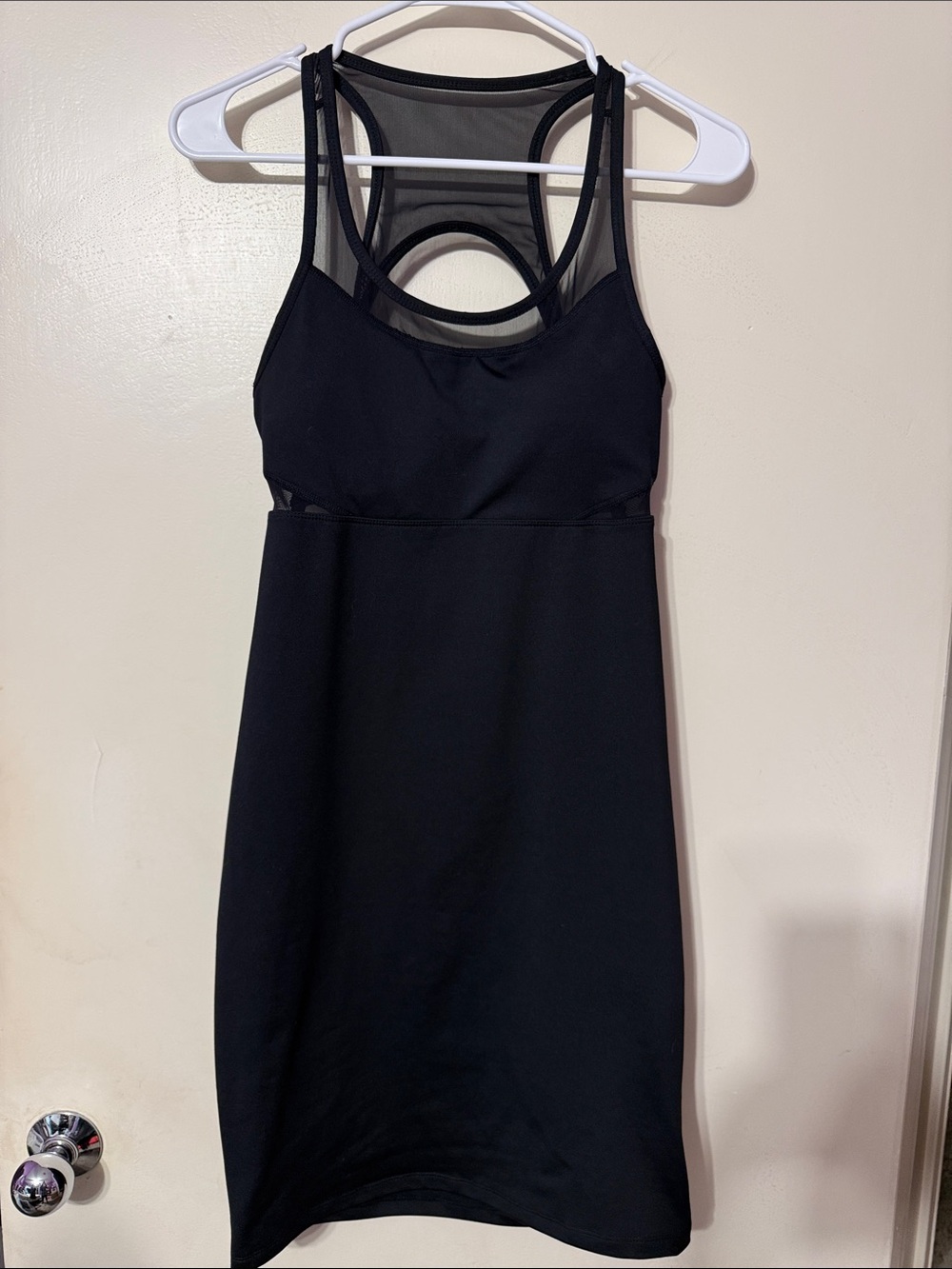Fabletics Black Strapless-Style Mesh Back Bodycon Dress